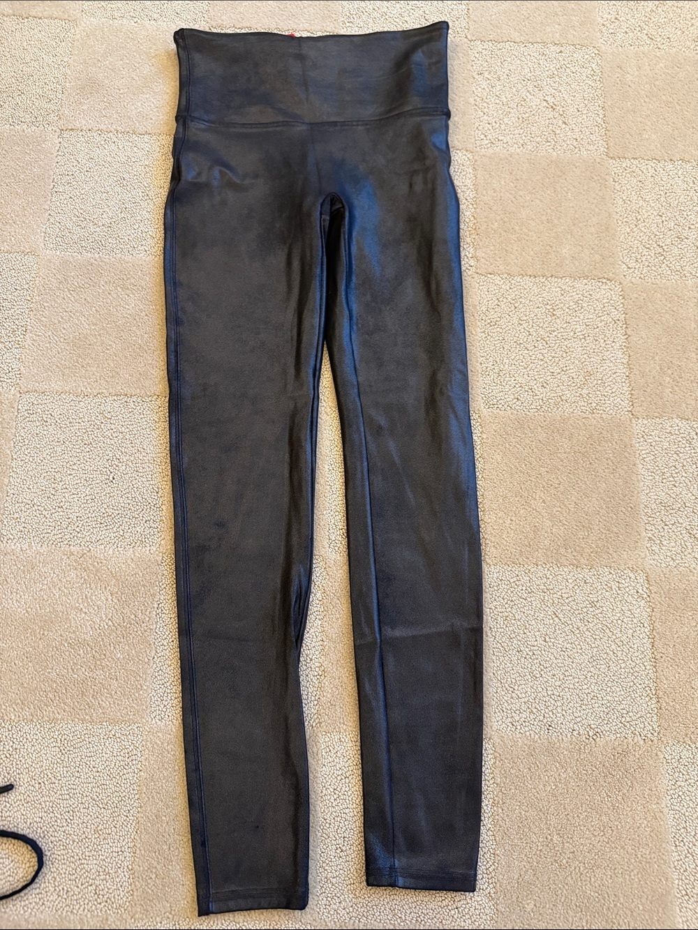SPANX Black High-Waist Faux Leather Jeggings